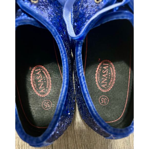 Cinderella princess blue glitter lace-up oxford/derby-style shoes. - Picture 6 of 9